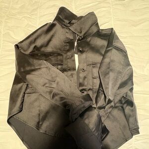 REVOLVE Black Silk Button up